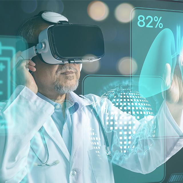 doctor using VR headset 