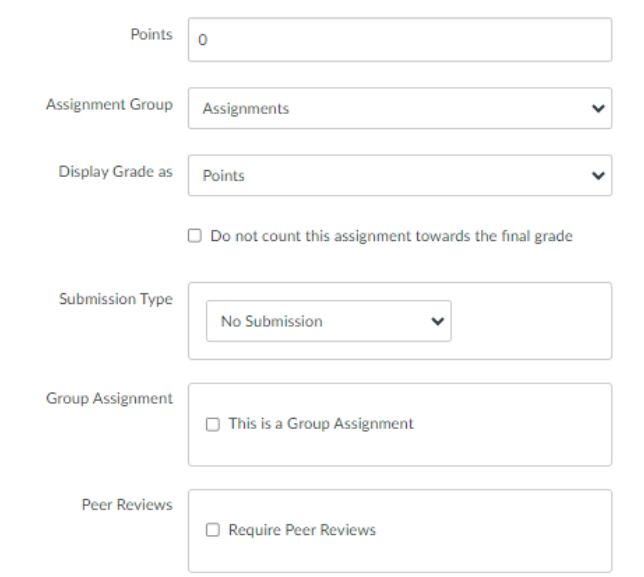 canvas assignment option