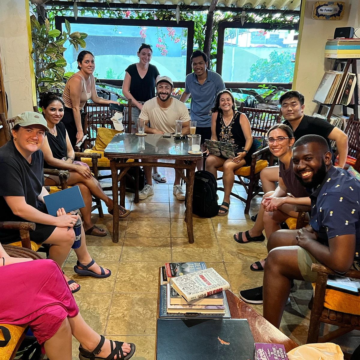 Students sitting during a working session abroad