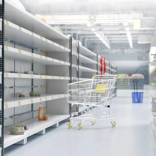 empty store shelves after a disaster