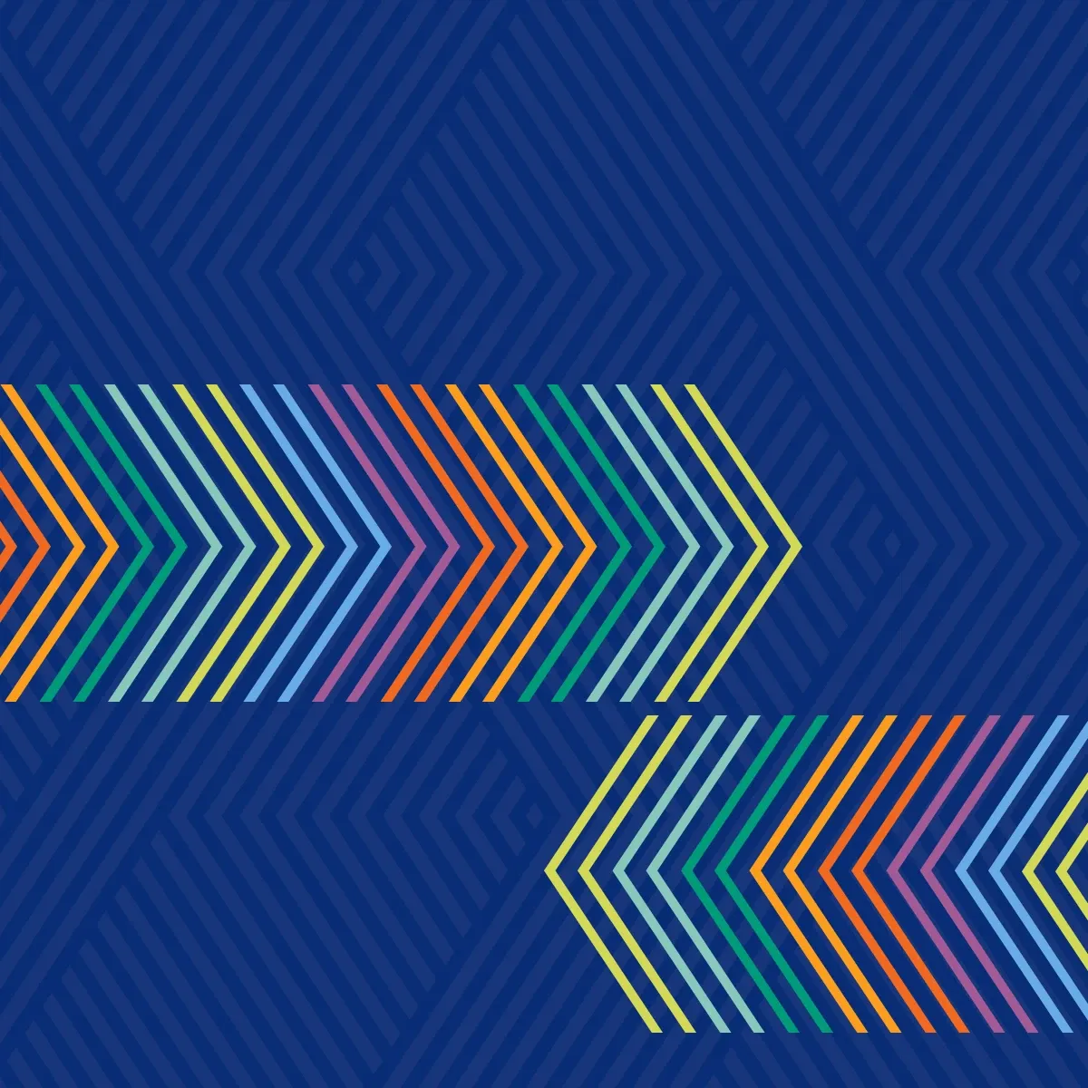 Colorful chevrons on blue background