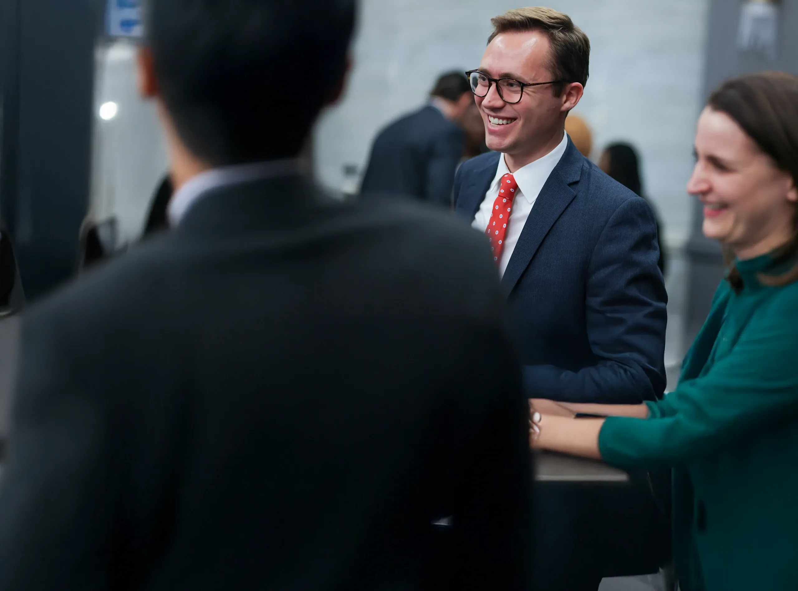 Students at networking event