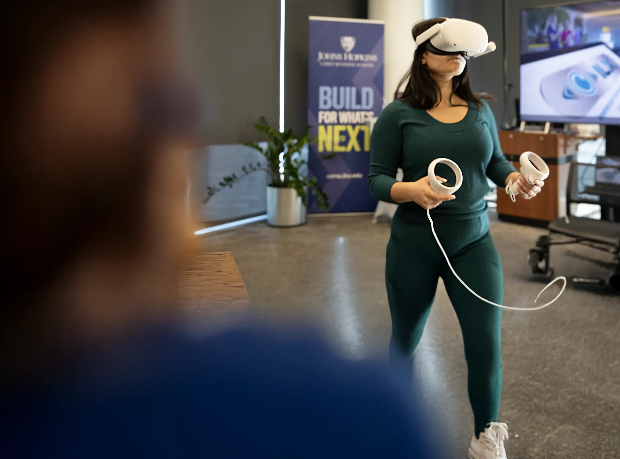 Student in VR goggles