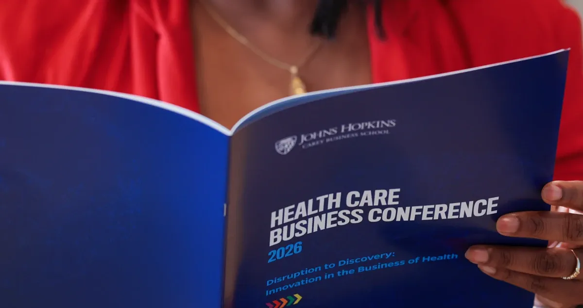 Close up of program from Health Care event