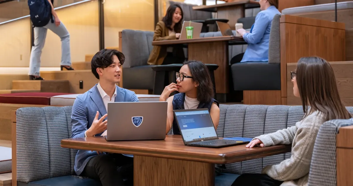 Students working at computer