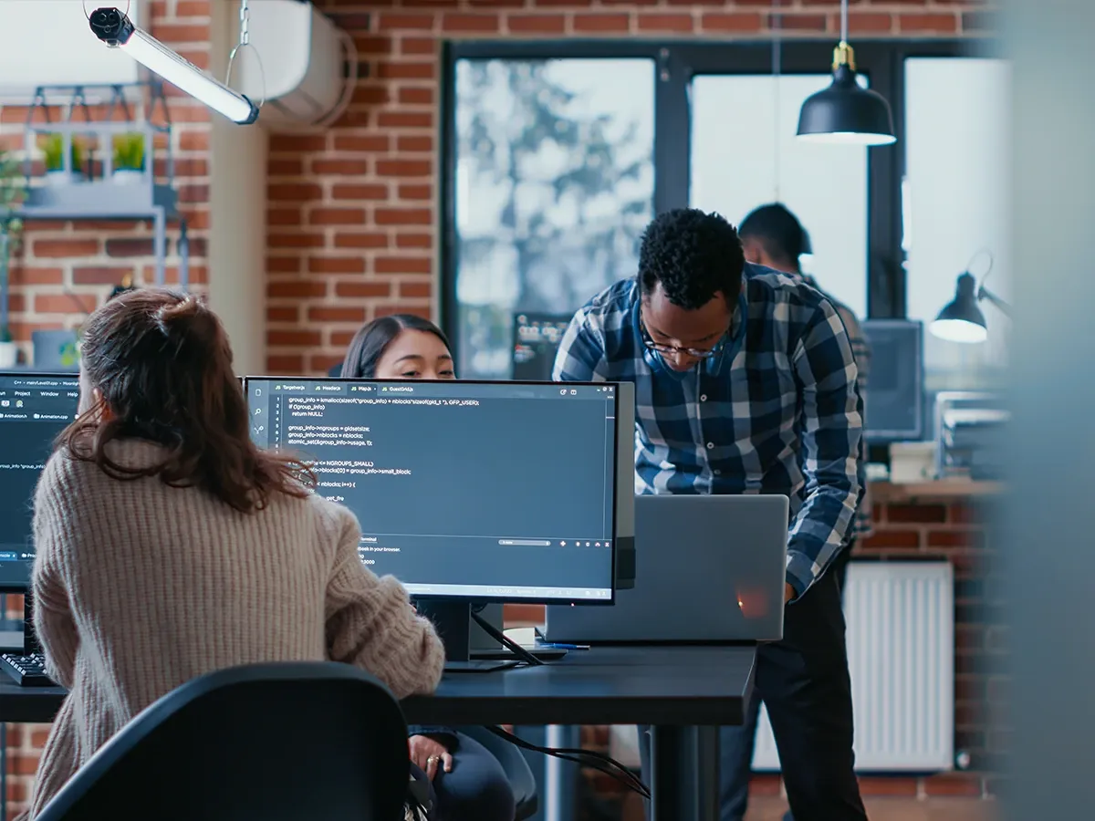Workers on computers