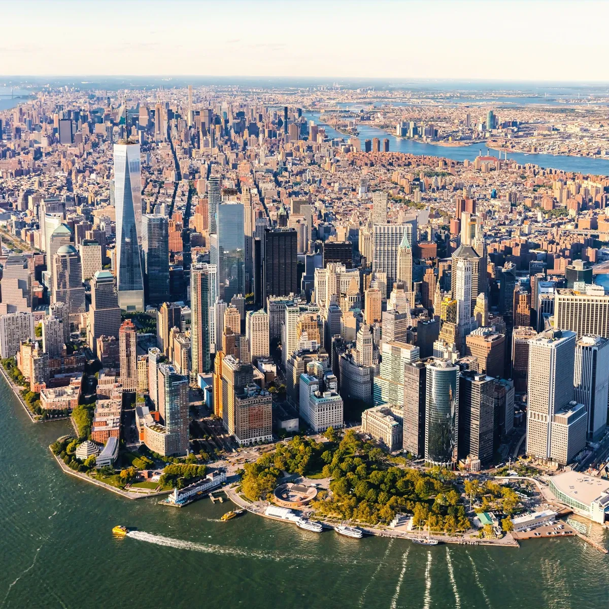 Aerial view of Manhattan skyline and Central Park