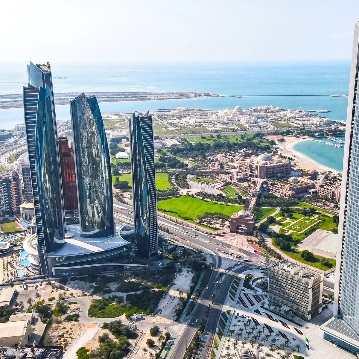 Aerial view Abu Dhabi skyline