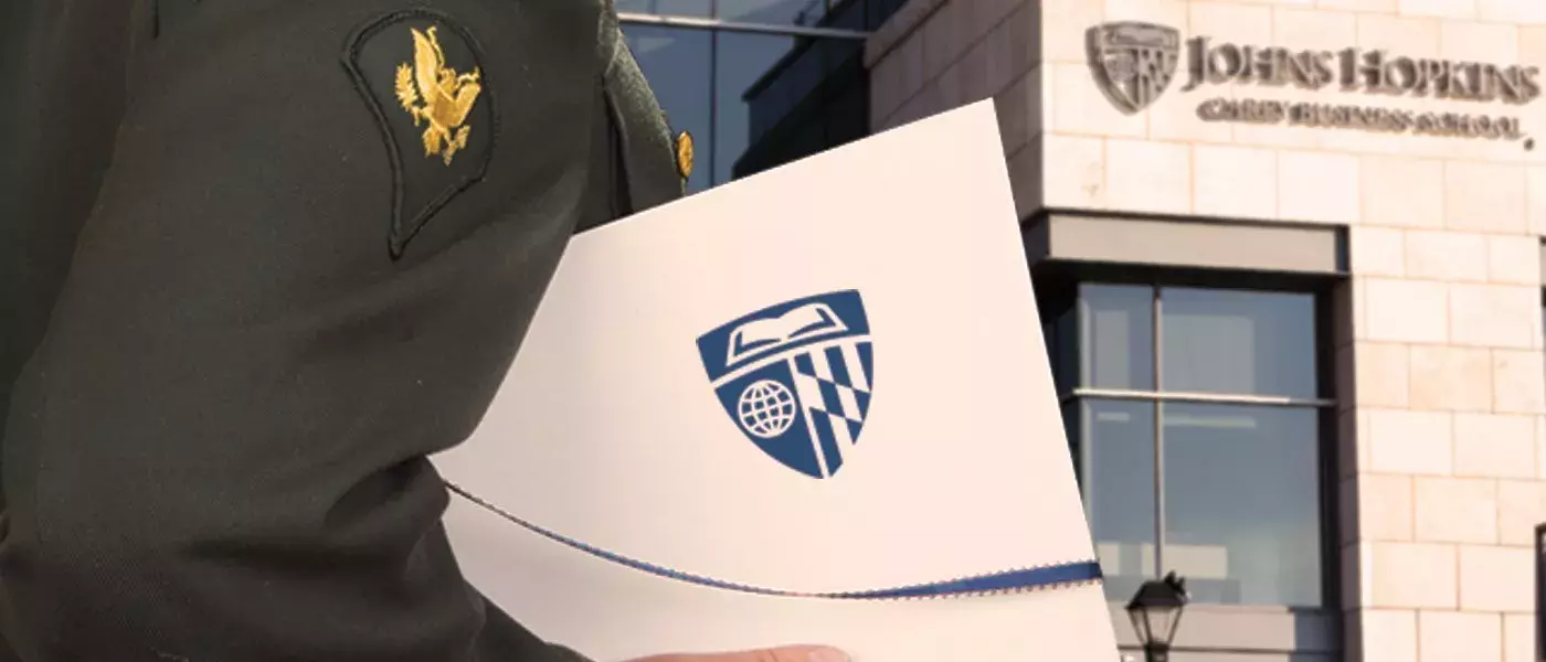 arm carying a folder with a carey logo on it