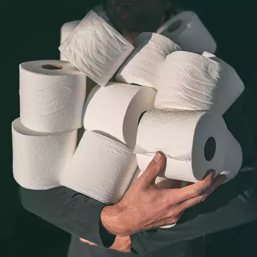 person stockpiling supplies during the COVID-19 pandemic
