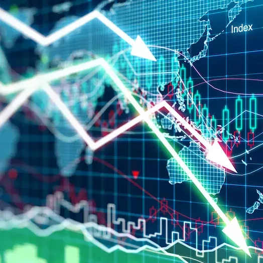 graphic showing the decline of the stock market in the wake of the COVID-19 crisis