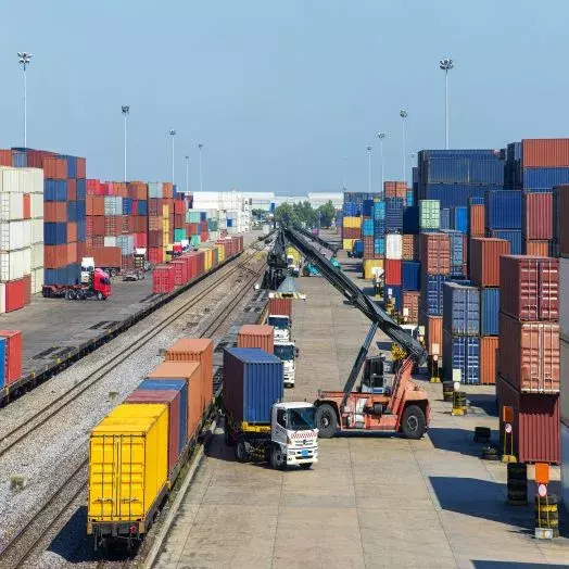 containers at a port