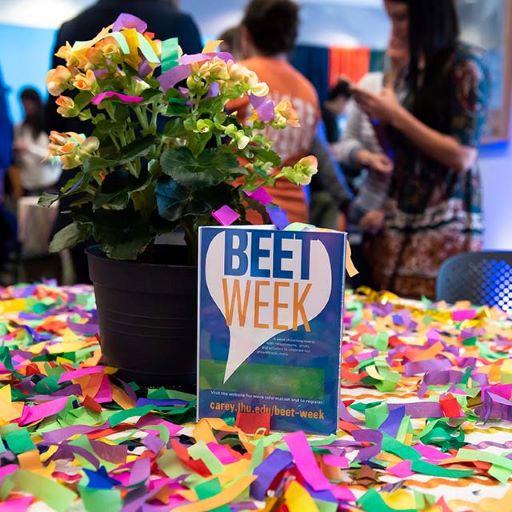 beet week table and flowers