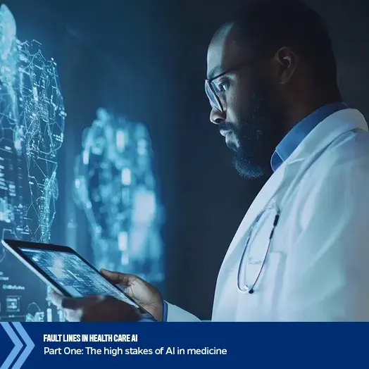 doctor looking at ai assisted monitor