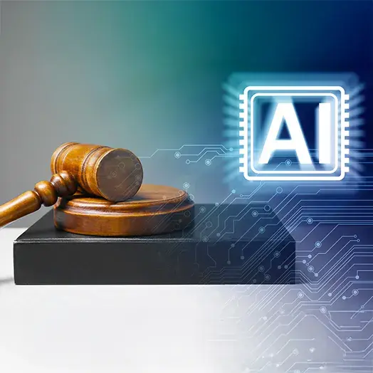 gavel with AI letters