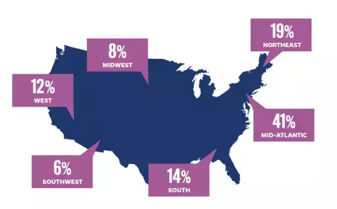 map of united states showing student locations by region