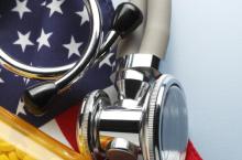 american flag and stethoscope